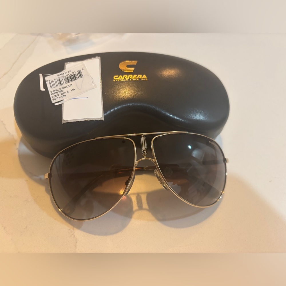 New unisex Carrera Black and Gold Sunglasses Case Gipsy65